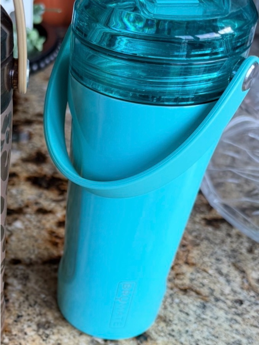 Portable Turquoise Water Bottle with Carry Handle